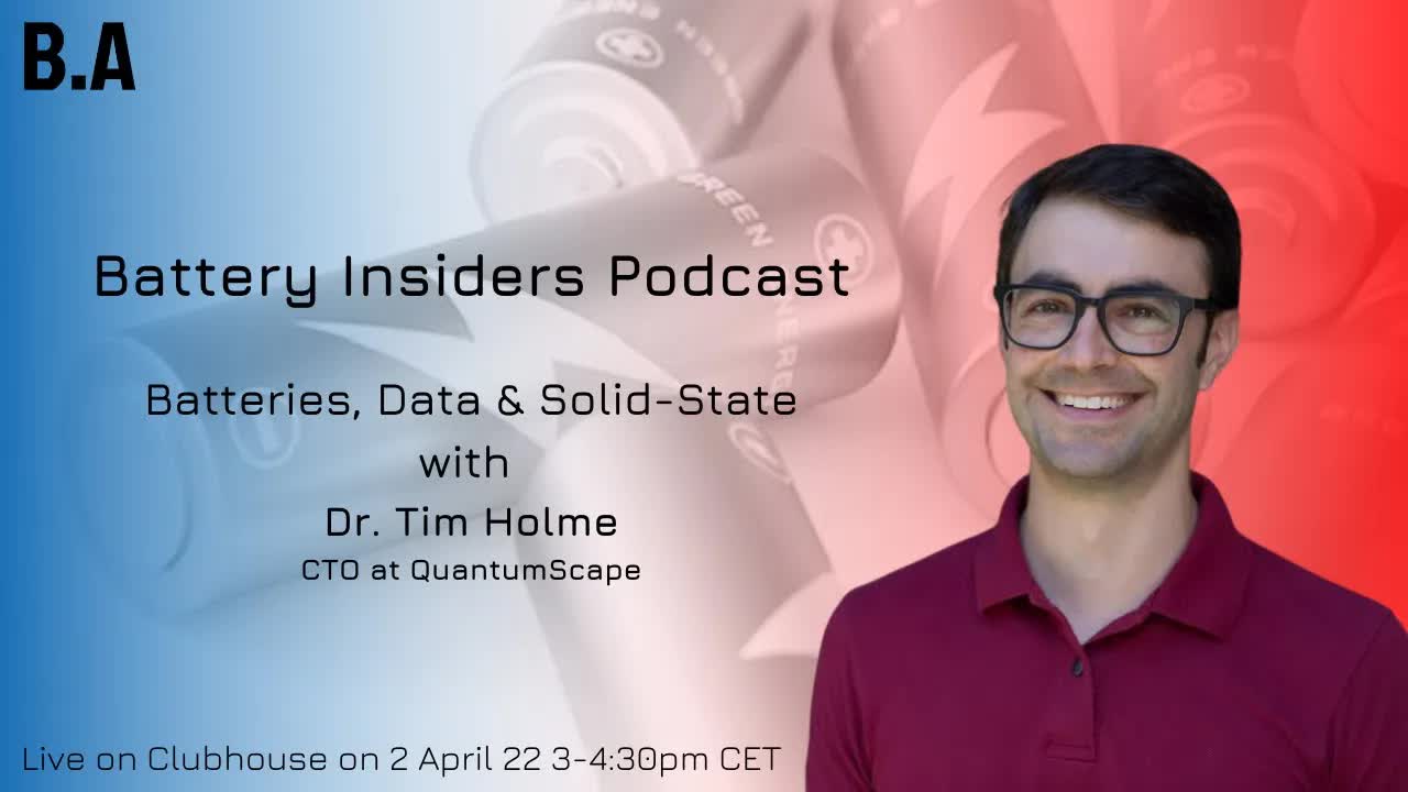 Dr Tim Holme from QuantumScape on Batteries, Data & Solid-State cover art